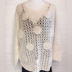 The‎ Import Workshop Vintage (80’s-90’s) Crochet Knit Sweater Boho Cottagecore M